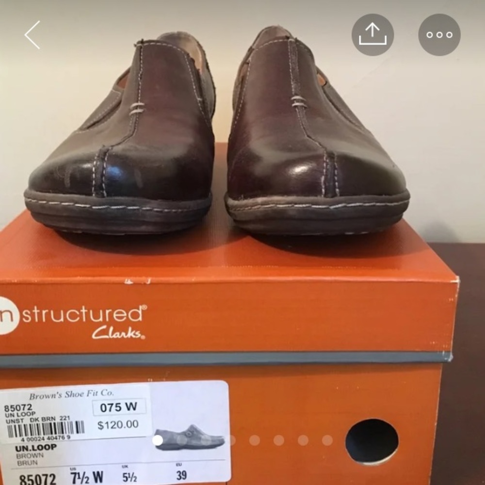 Clarks Brown Slip Ons Size 7 1/2 Wide